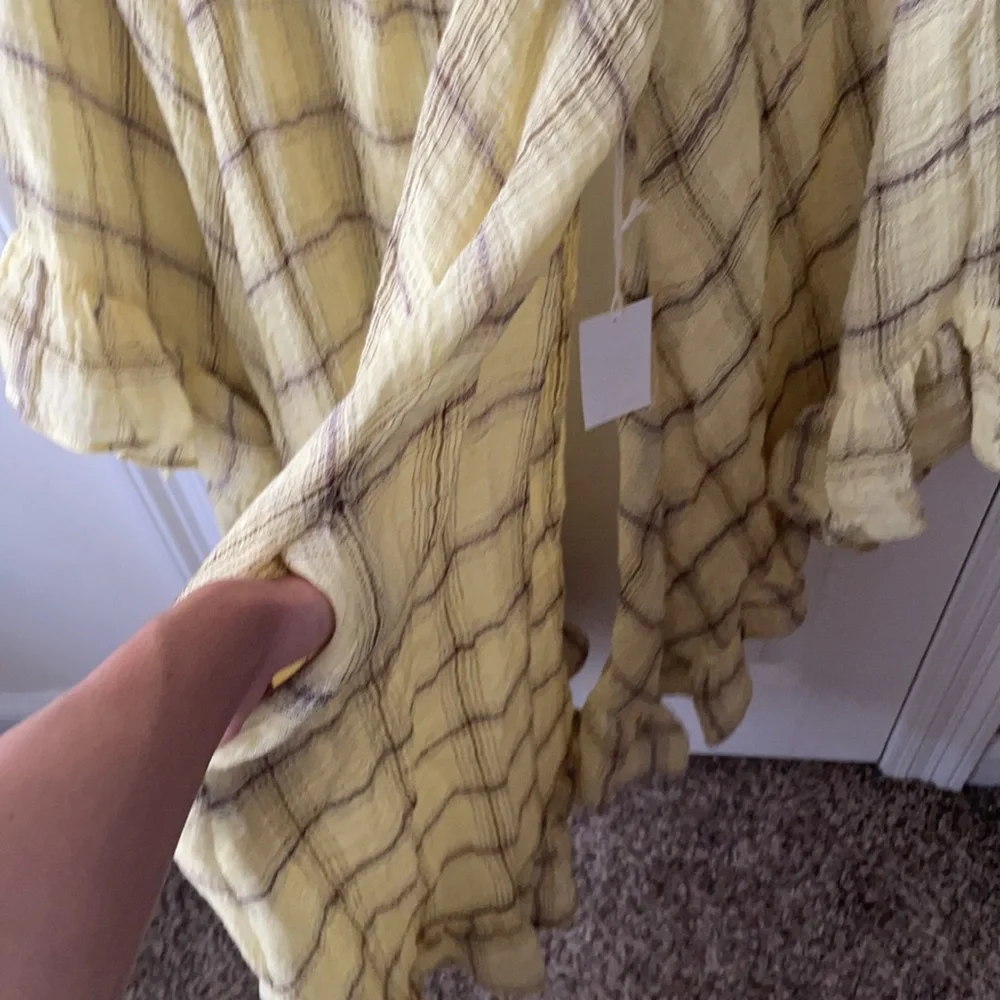 LISA MARIE FERNANDEZ Gathered Checked Linen-Blend Gauze Dress 2 - Picture 9 of 14